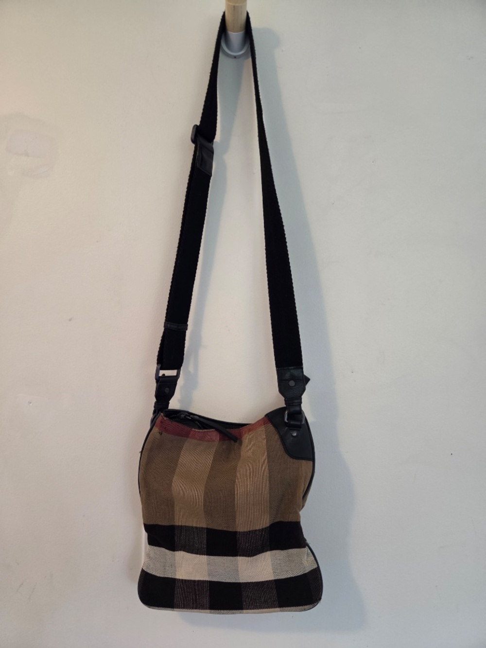 Vintage Burberry Ainsley mega check cross body messenger bag canvas leather - Picture 2 of 16